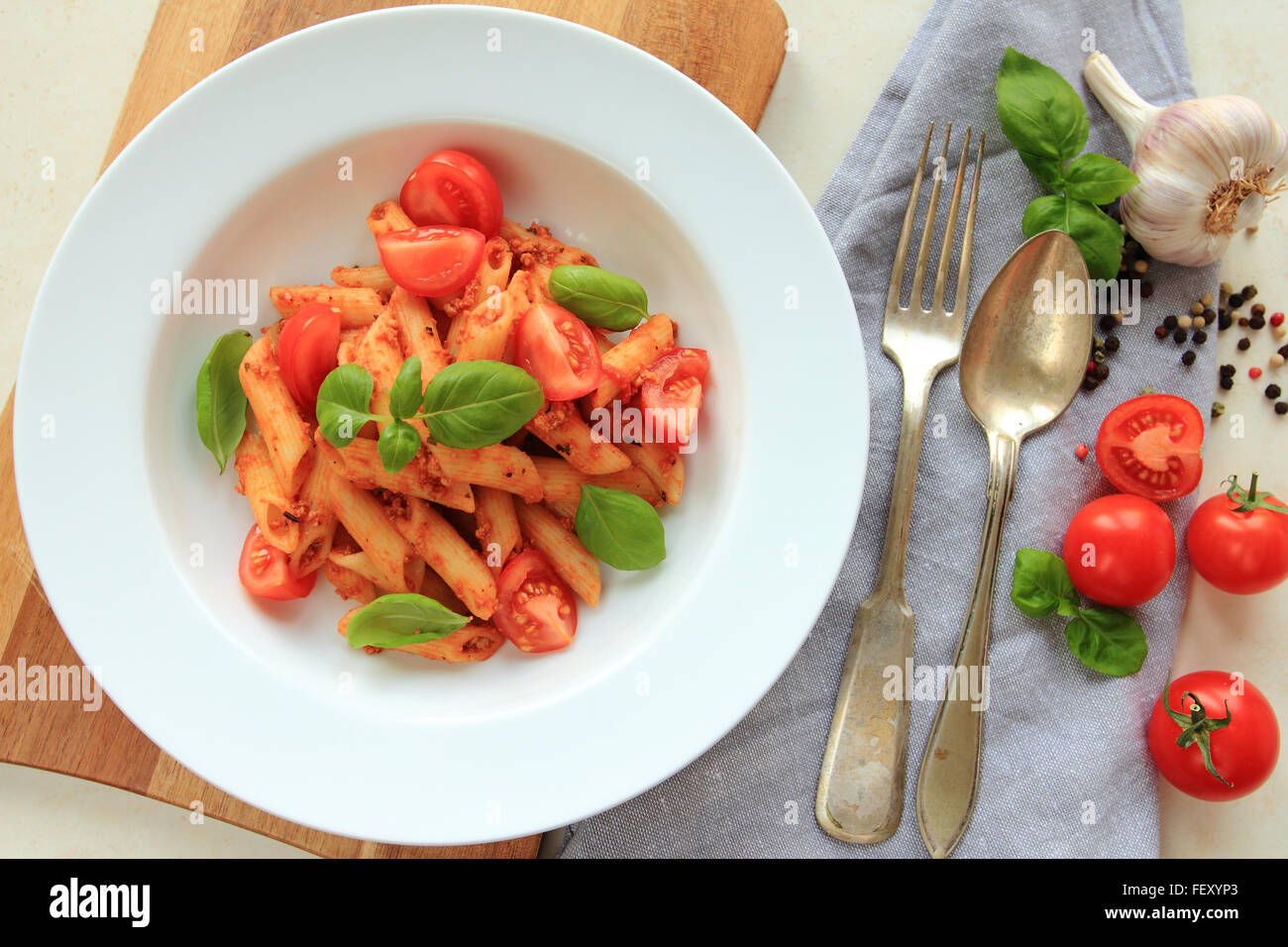 Pasta fresh tomato basil hires stock photography and images Alamy