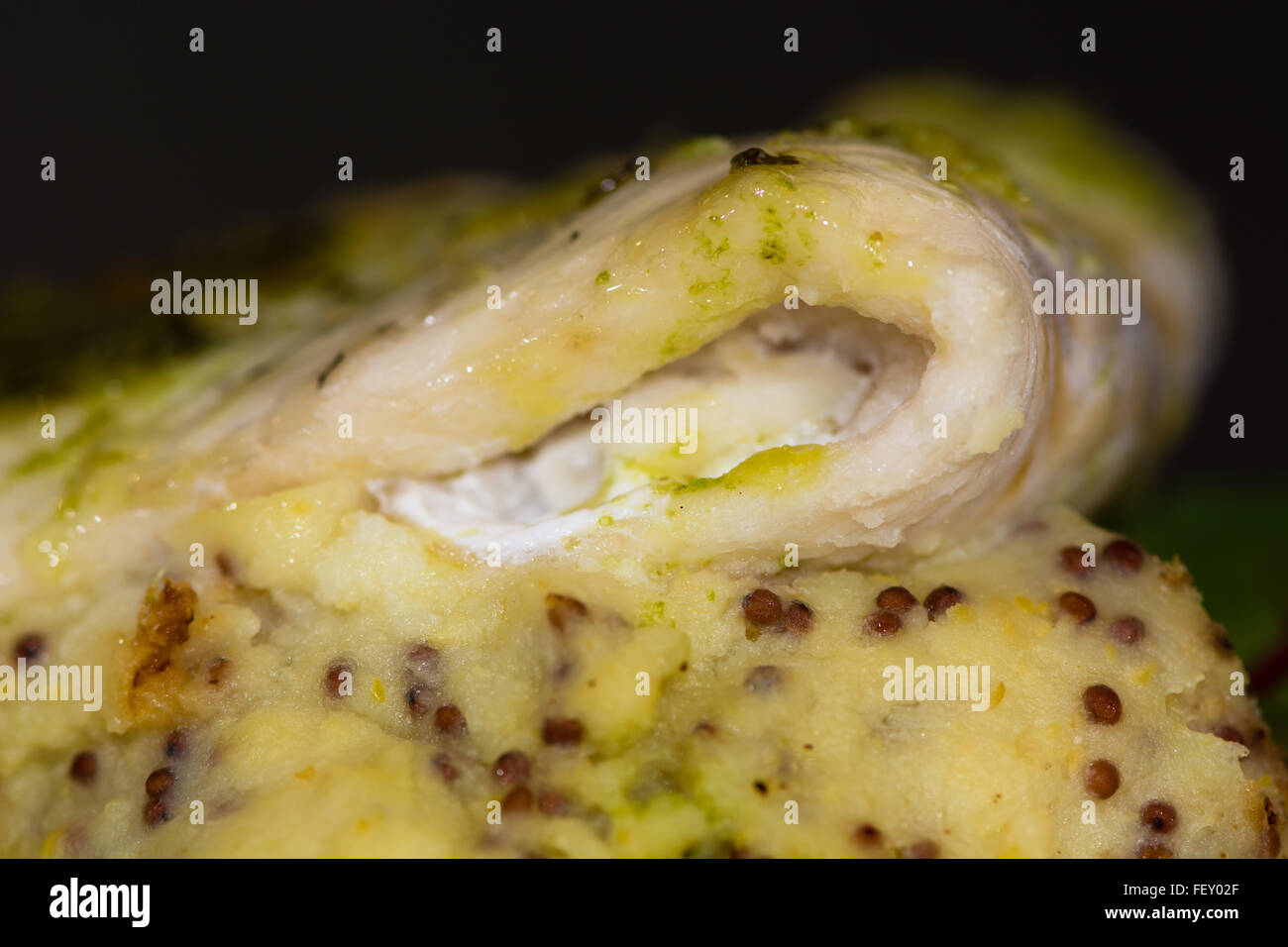 Haddock with whole grain mash and garlic parsley butter. French