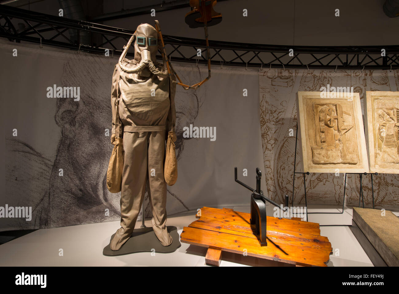 Science Museum, London, UK. 9th February, 2016. Diving apparatus