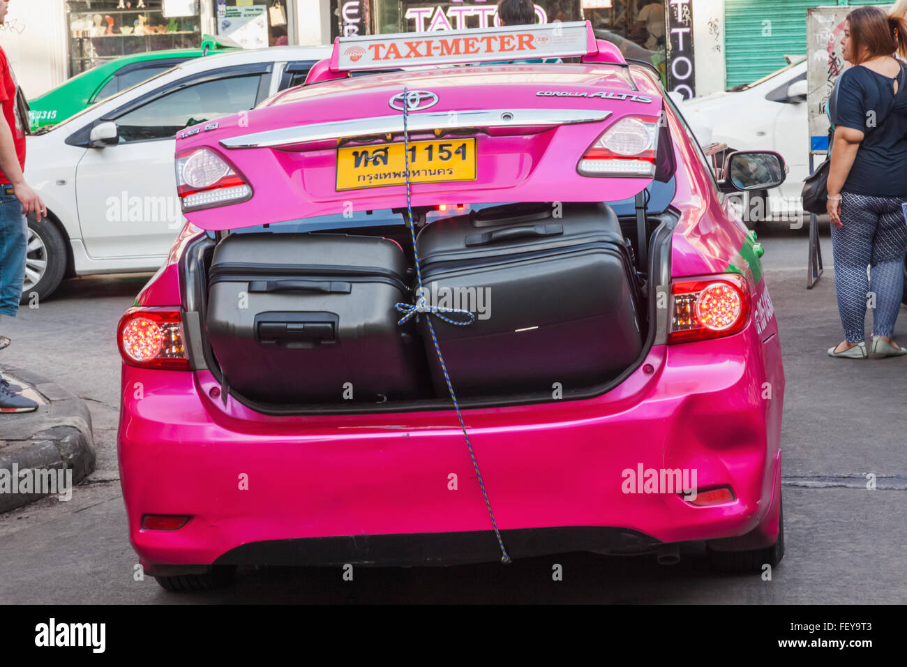 Thailand, Bangkok, Luggage in Boot of Taxi Stock Photo Alamy