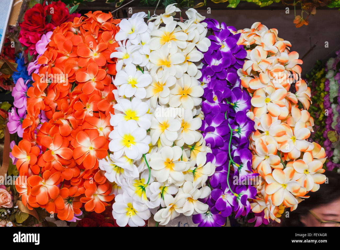 Bangkok Chatuchak Thailand Market Shop Display Artificial Flowers Stock