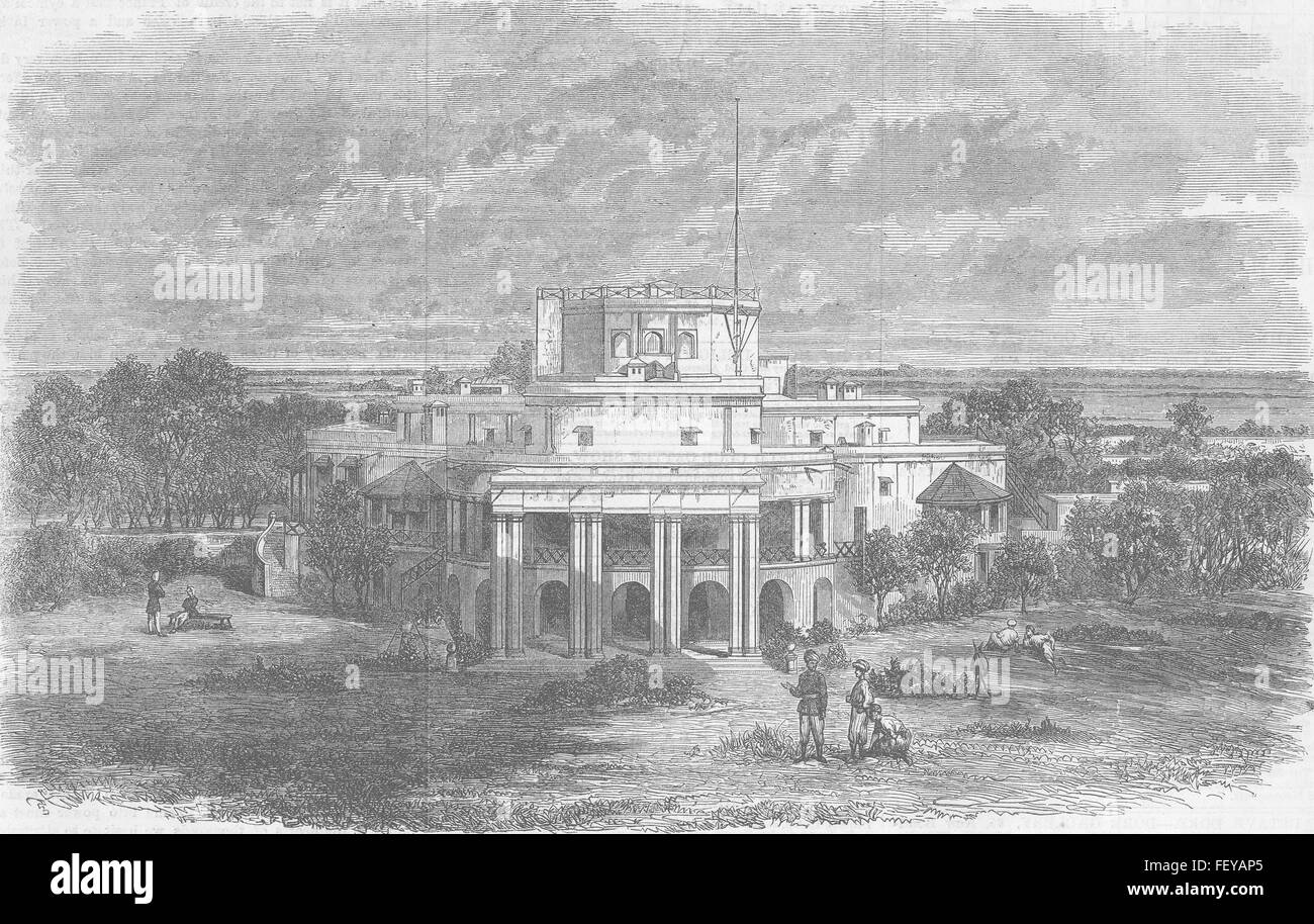 PAKISTAN Government House, Lahore, Punjab 1869. Illustrated London News Stock Photo