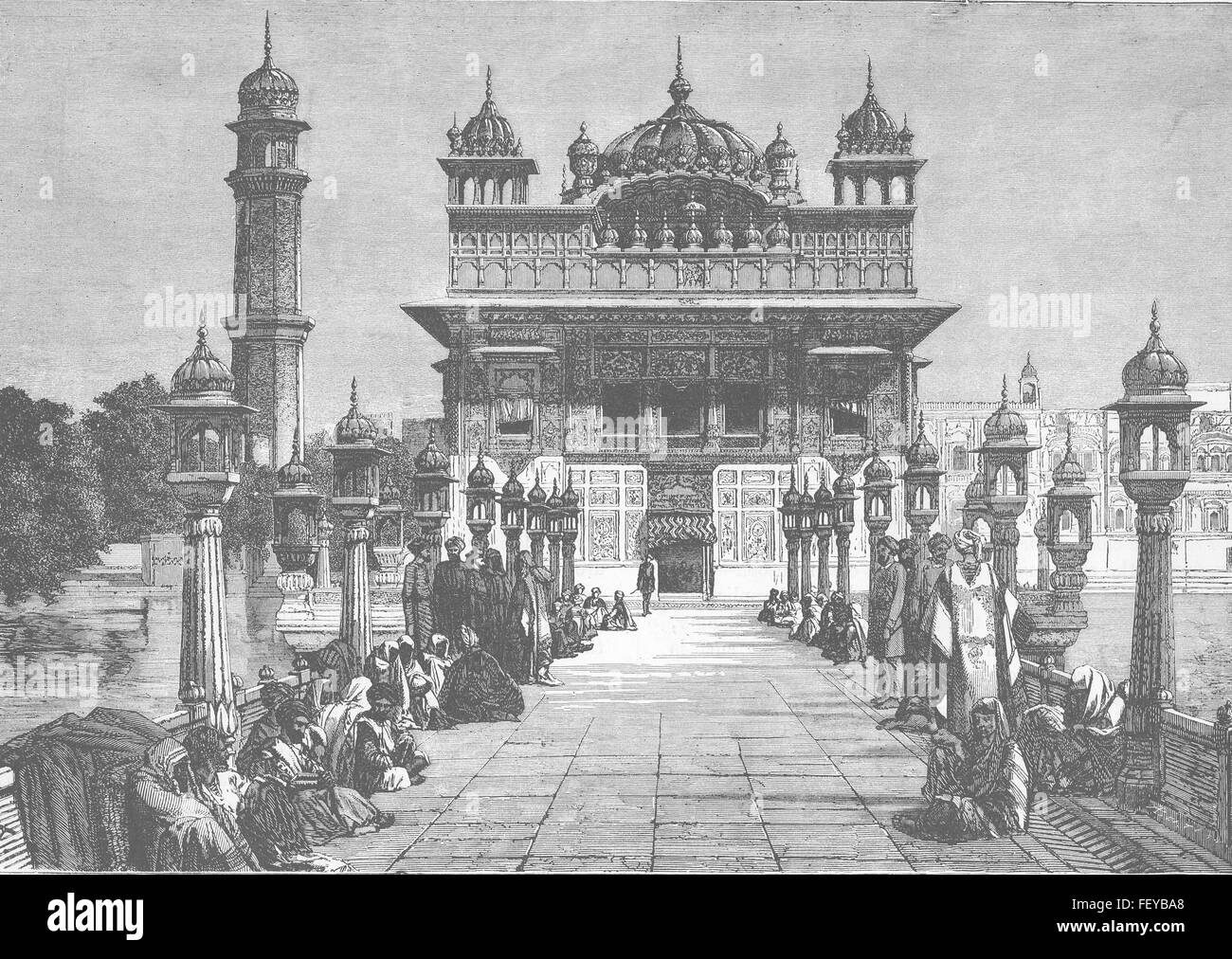 INDIA The Golden Temple of Amritsar 1875. Illustrated London News Stock