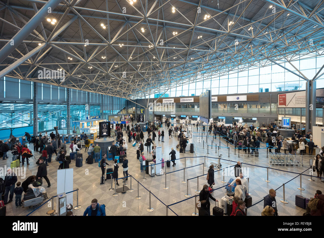 Interior view of Terminal 2 of Helsinki-Vantaa Airport located near ...