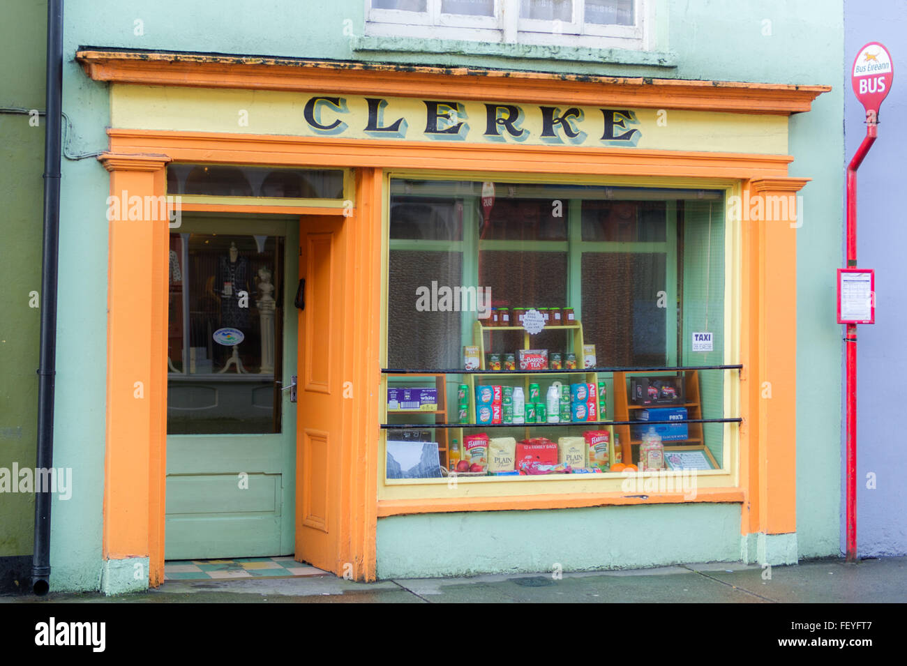 A traditional Irish shop front in Skibbereen, West Cork, Ireland. Stock Photo