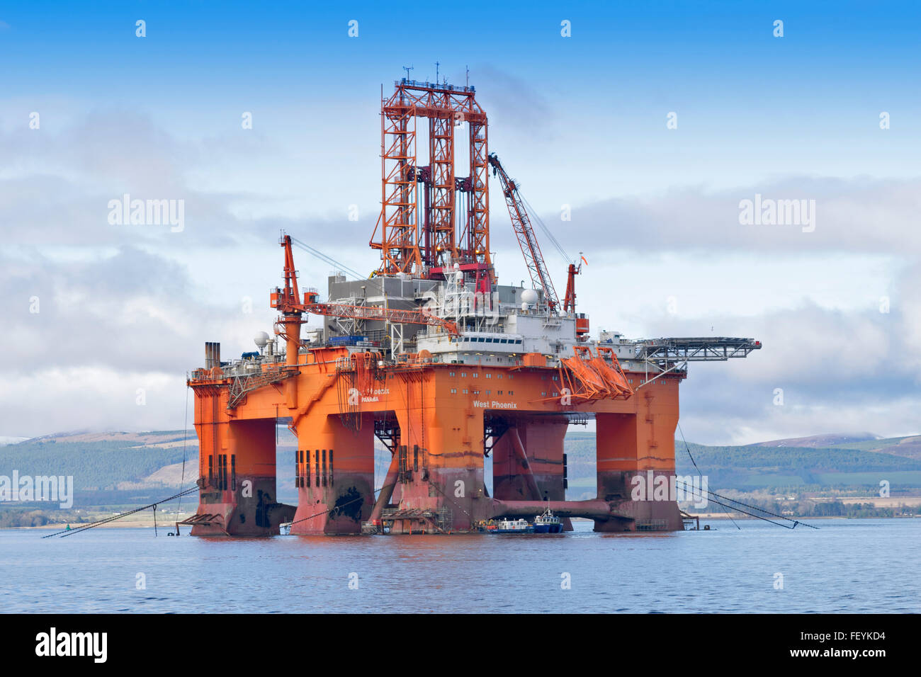 MASSIVE NORTH SEA OIL RIG WEST PHOENIX PANAMA ANCHORED IN THE CROMARTY FIRTH BLACK ISLE SCOTLAND Stock Photo