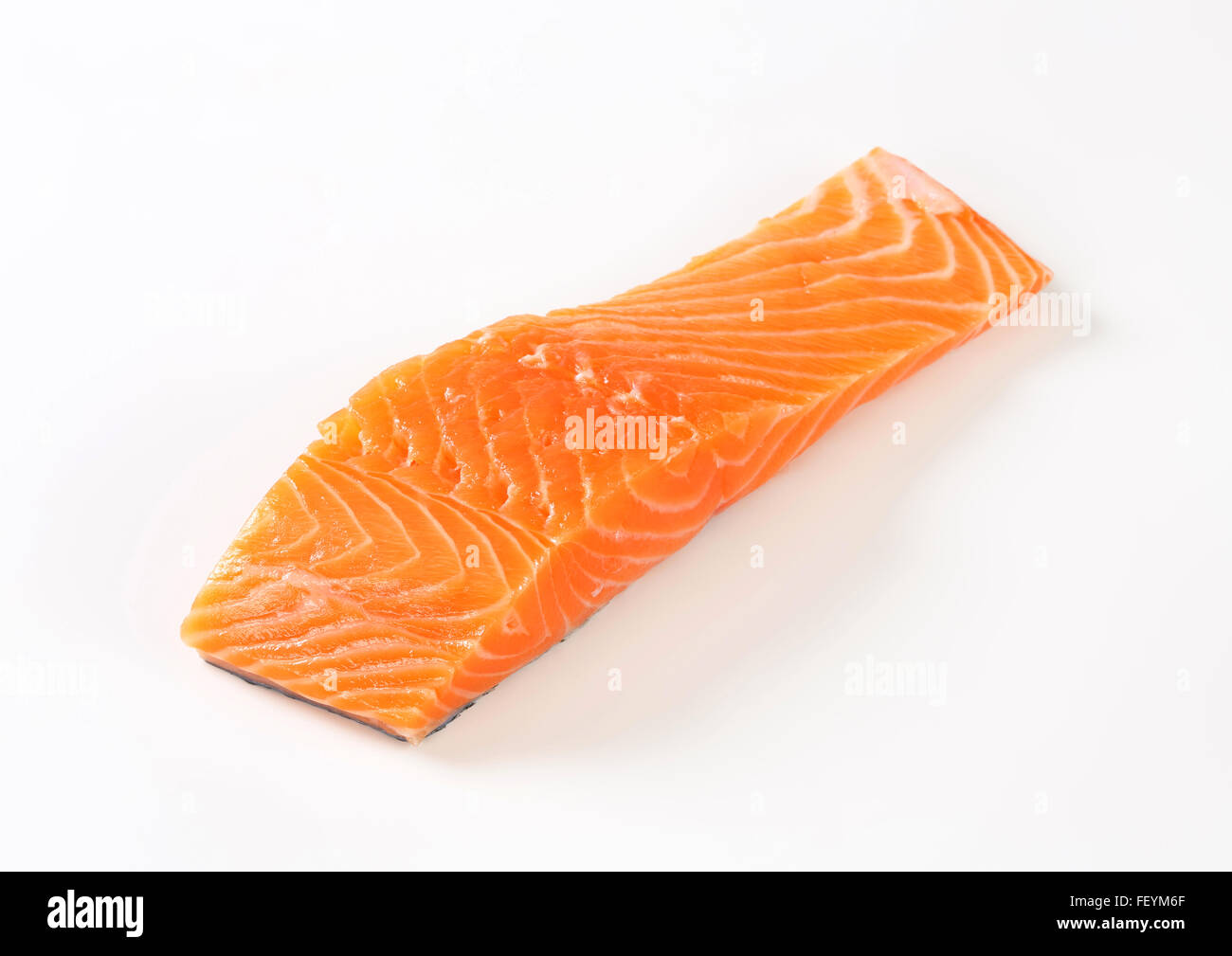 raw salmon fillet on white background Stock Photo - Alamy
