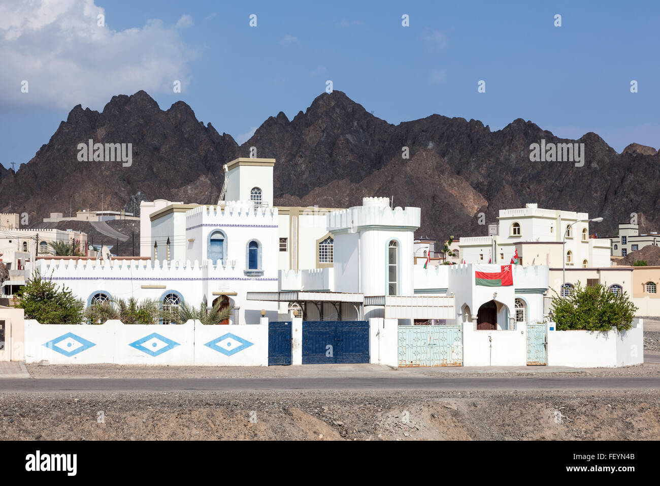 White houses in Omani village Stock Photo