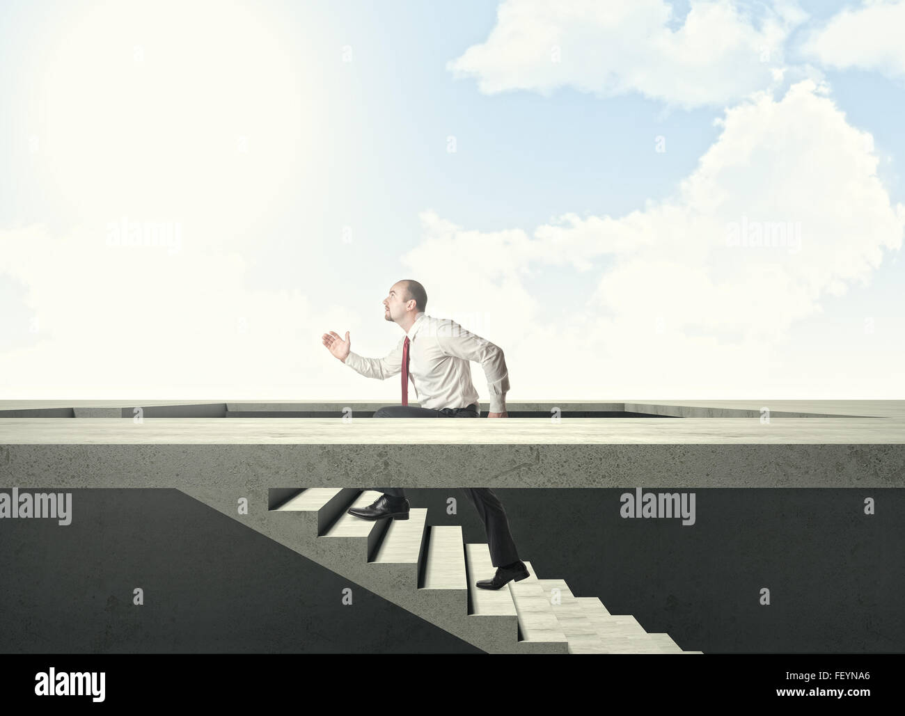 businessman go up on abstract stair Stock Photo