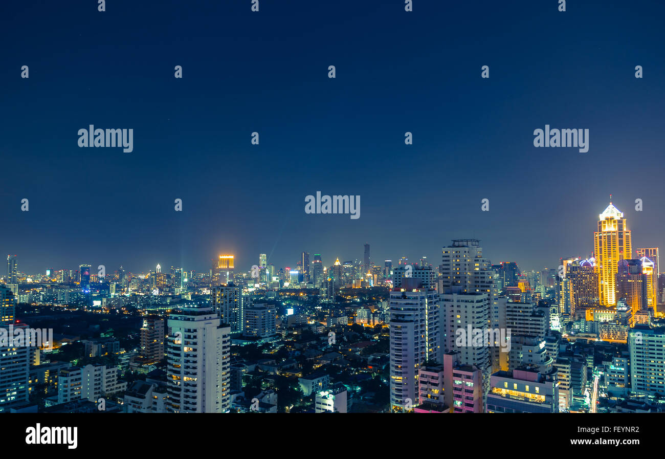 Bangkok skyline at night panorama Stock Photo - Alamy