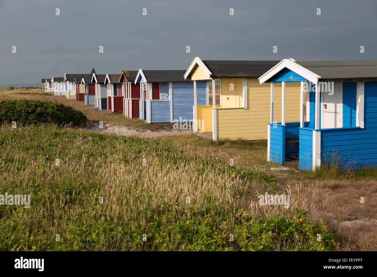 Colourful beach huts, Skanör Falsterbo, Falsterbo Peninsula, Skåne ...