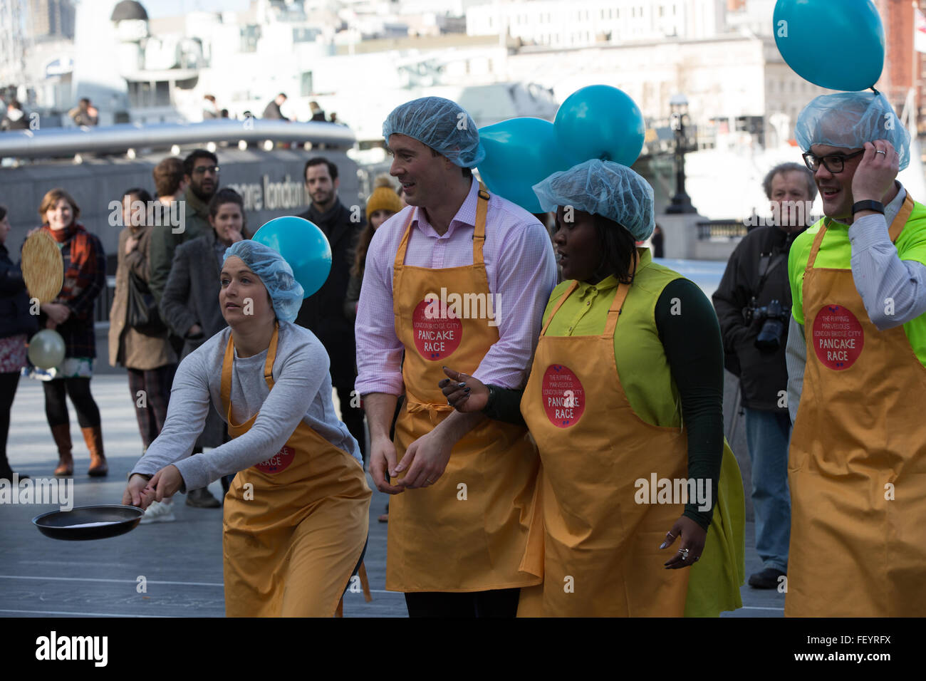 The London Bridge City Pancake Race, in its 4th Year, is a triathlon of
