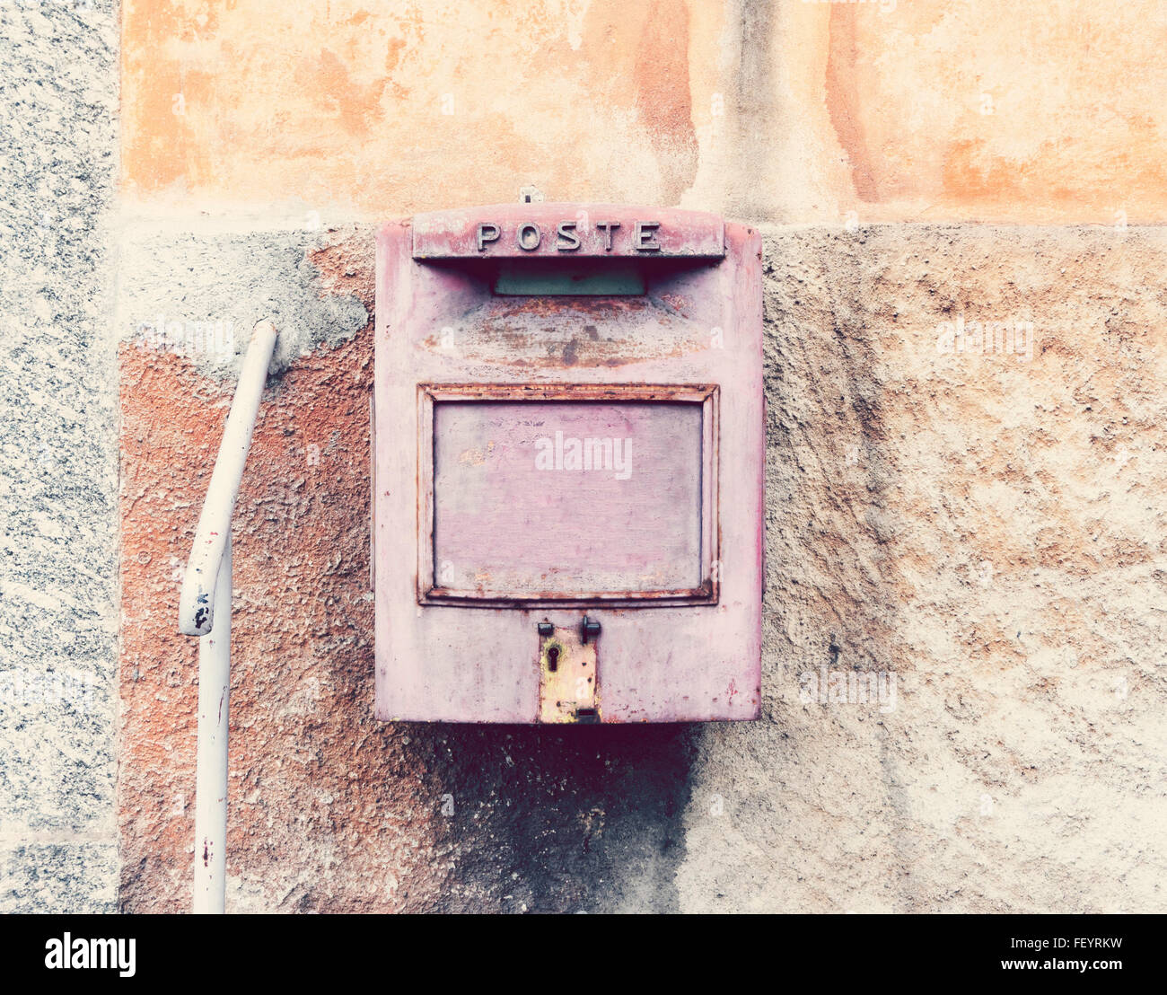 Old Italian Mail Box on wall Stock Photo