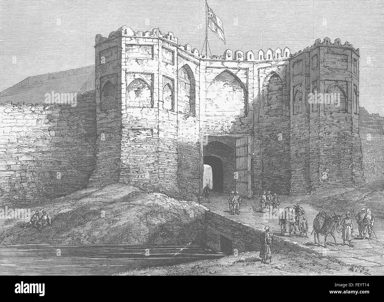 PAKISTAN The Lahore Gate of the Bala Hissar 1879. Illustrated London News Stock Photo