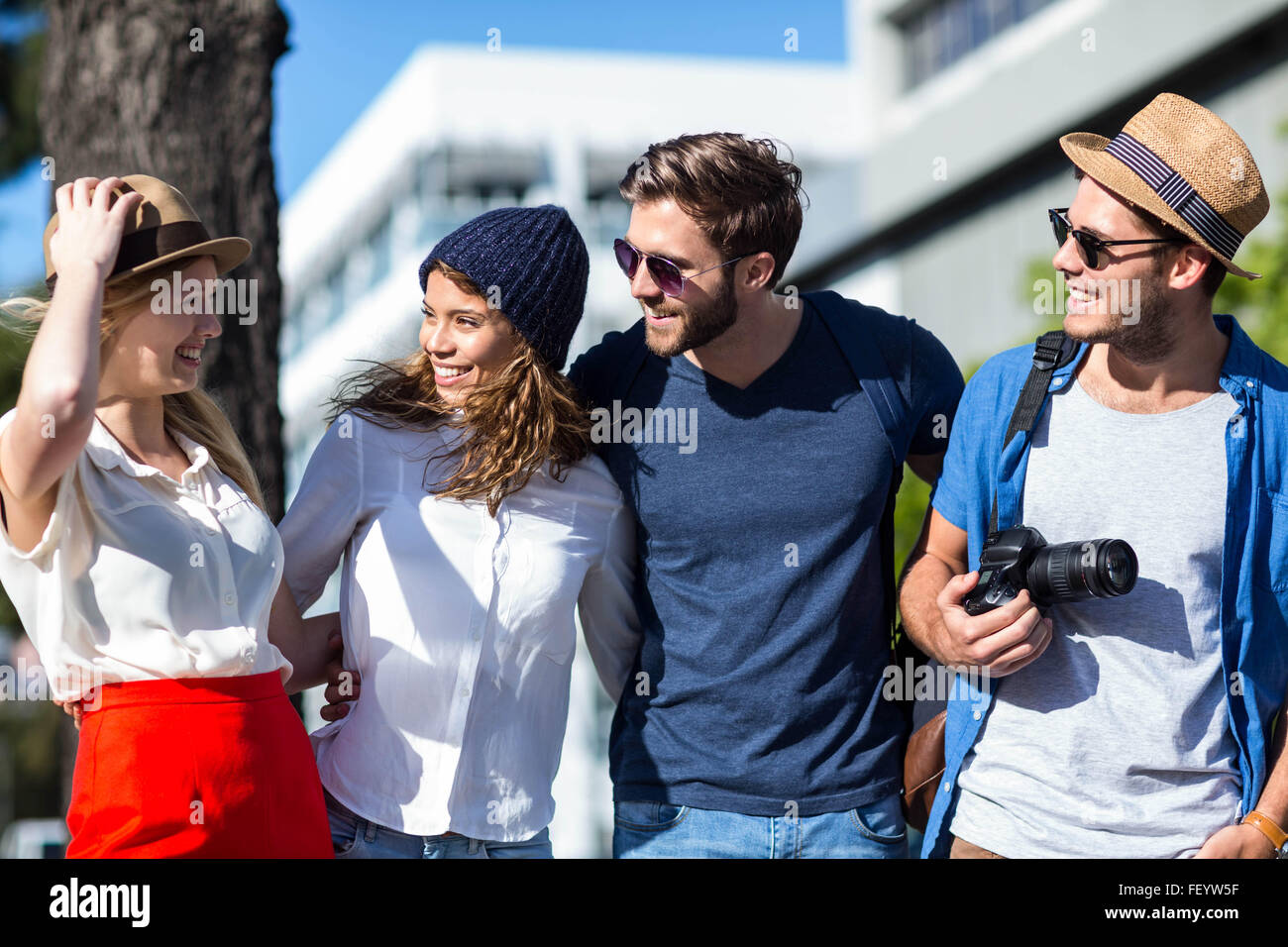 Hip friends going for a walk Stock Photo
