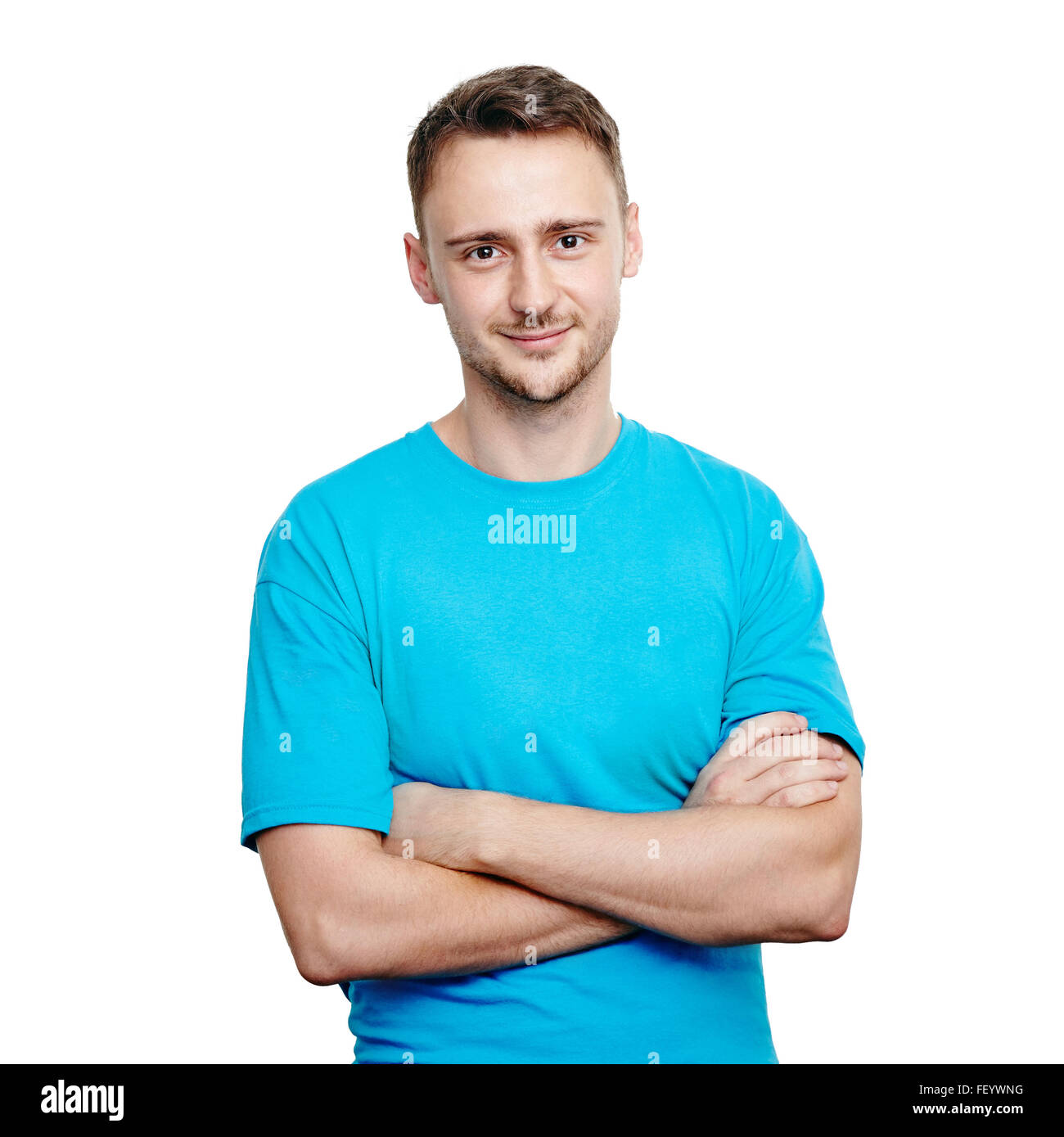 Young man in blue t-shirt Stock Photo