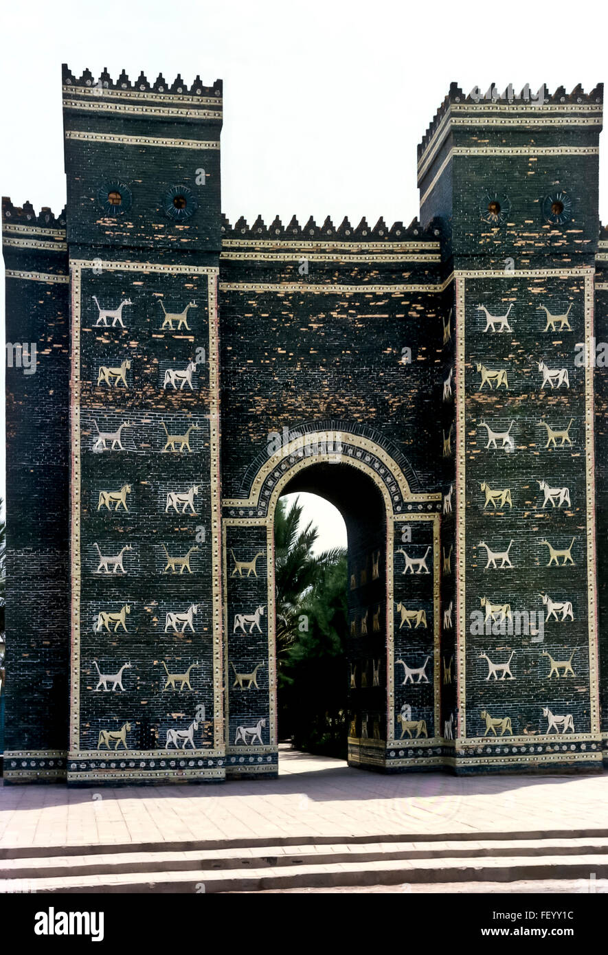 AA 6847. Archival 1960s, Reconstruction of the City Gate, Babylon Ruins, Iraq Stock Photo