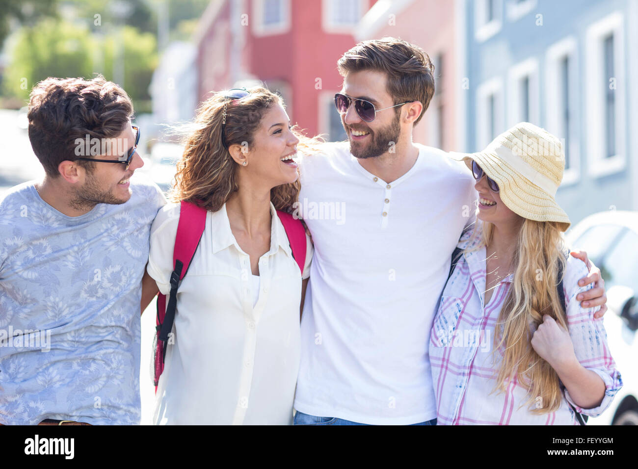 Hip friends spending time together Stock Photo