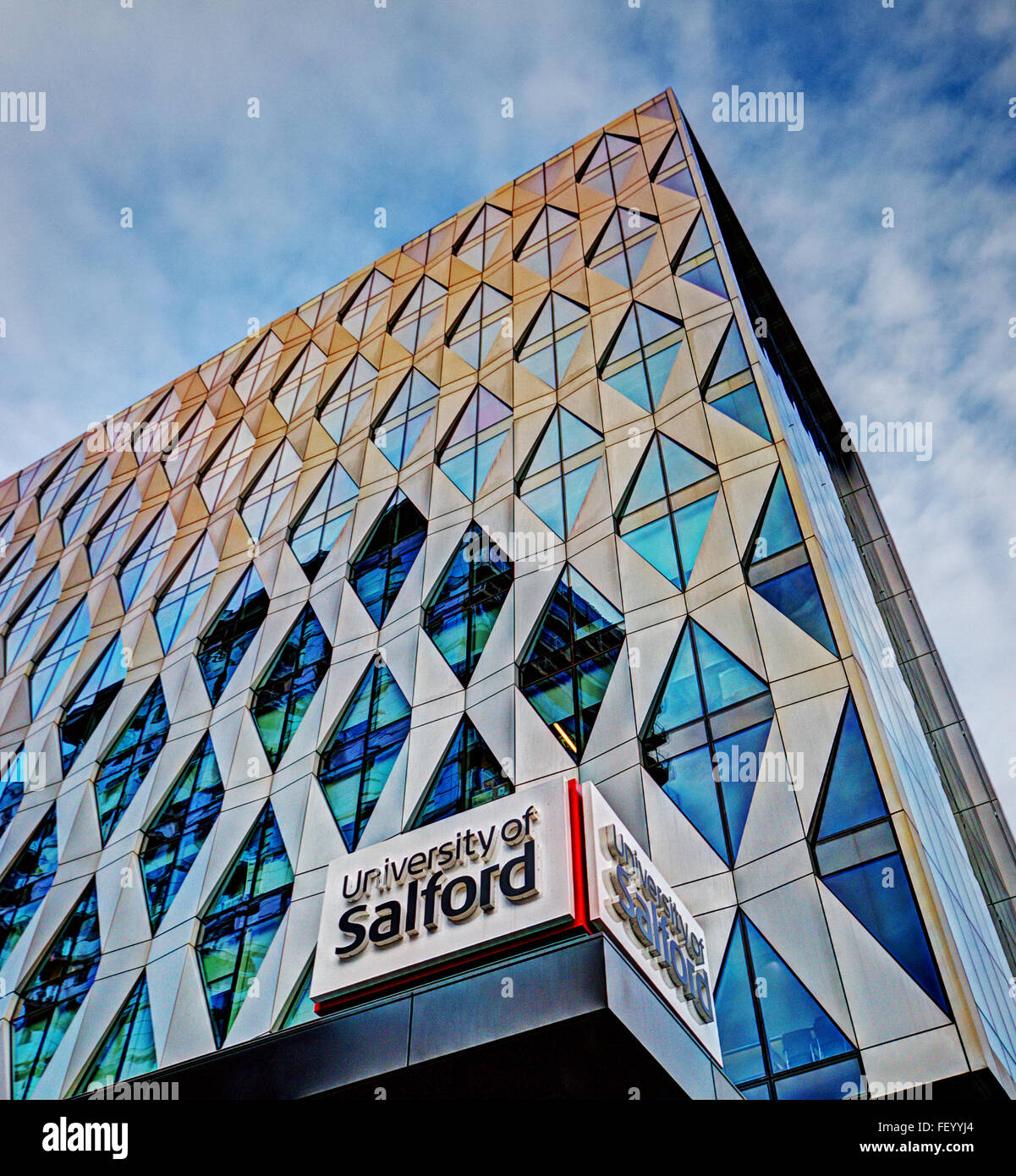 Salford University building at Salford Quays, Manchester Stock Photo