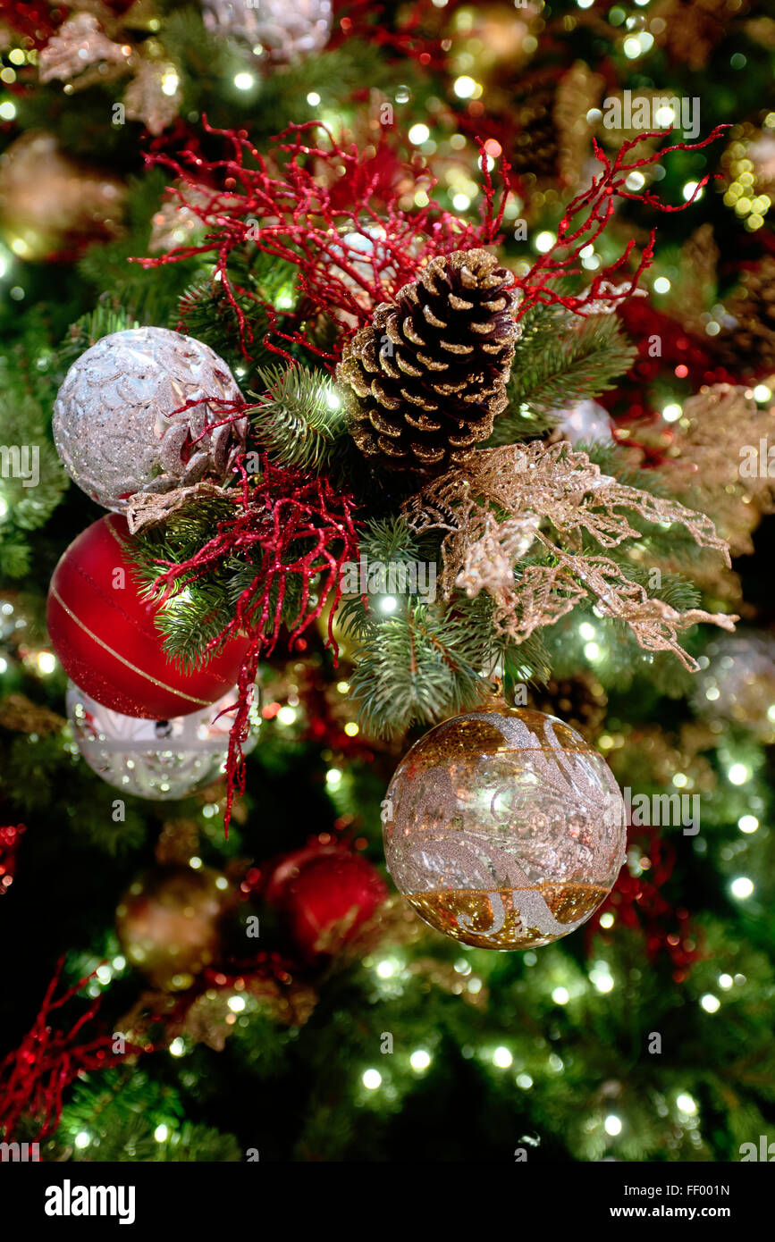 Close up of Christmas decorations on a Christmas Tree in hong Kong SAR, China Stock Photo Alamy