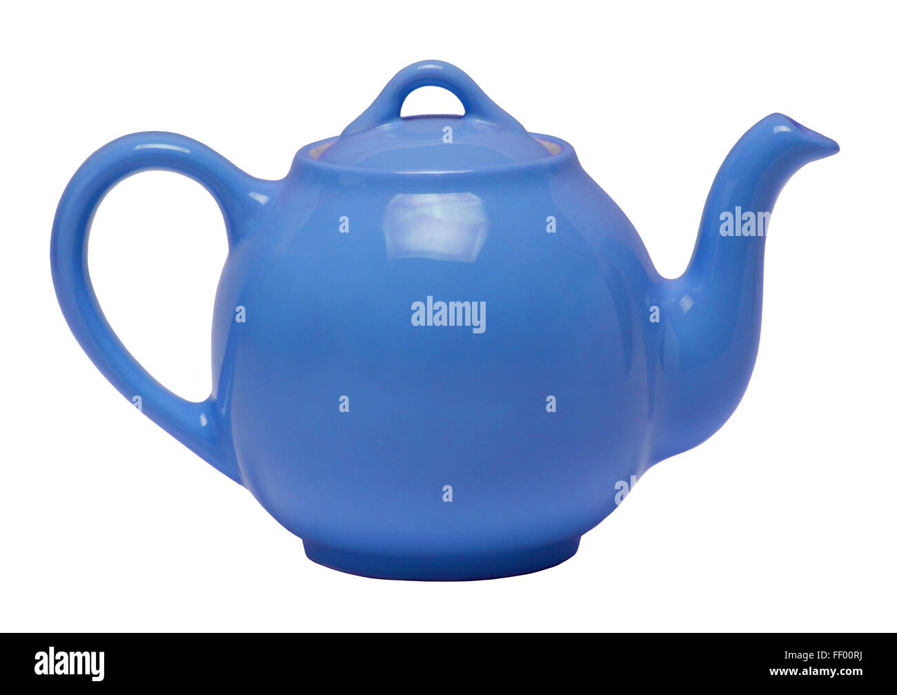 Blue teapot isolated against a white background Stock Photo Alamy