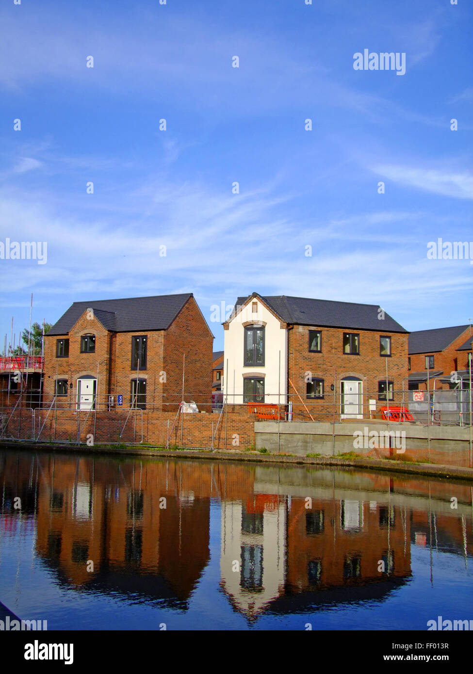 New Build Houses on a Construction Site, Stourbridge Canal, Wordsley