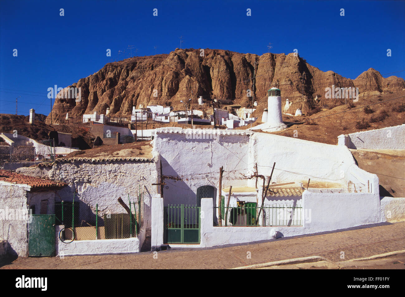 Spain, Guadix, cave houses Stock Photo