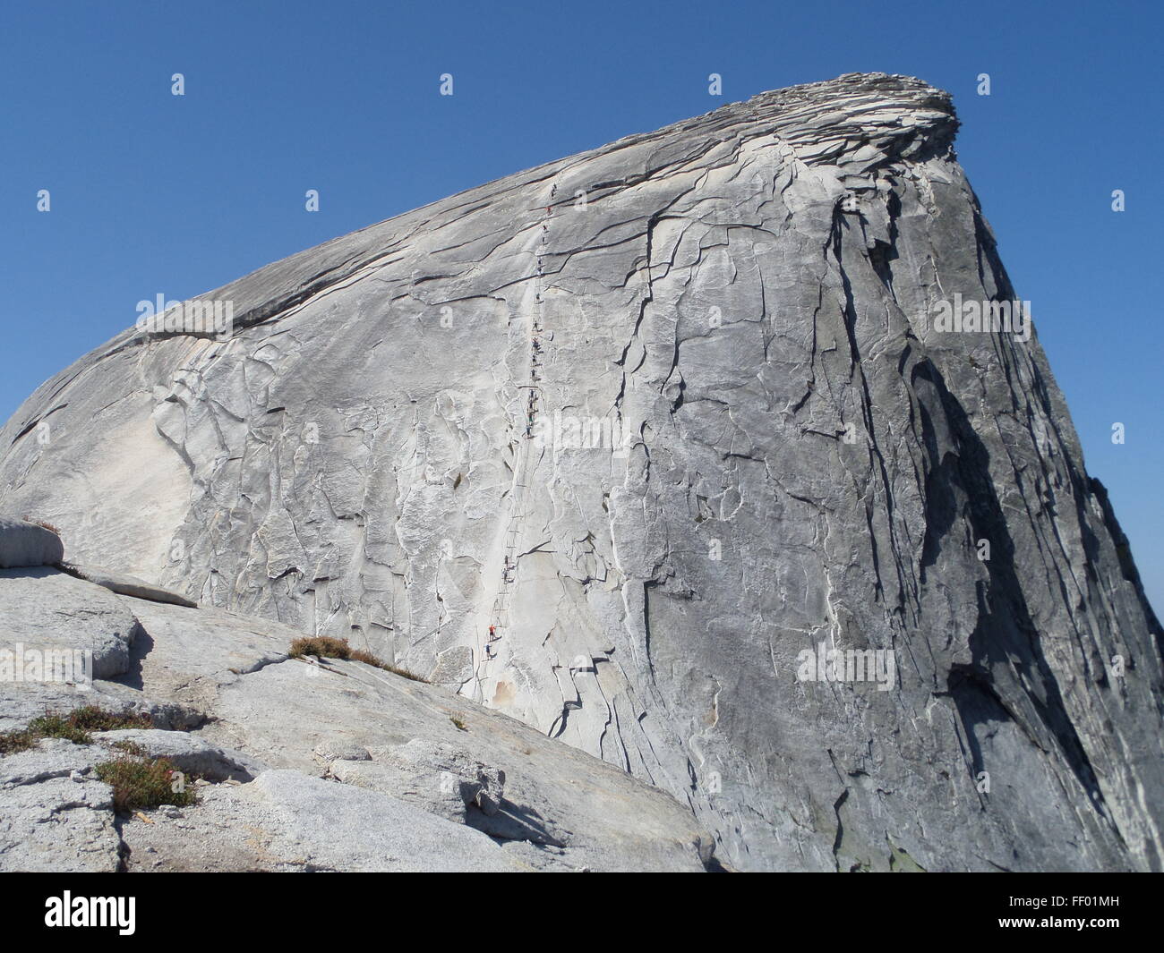 A view of the cables up half dome Stock Photo