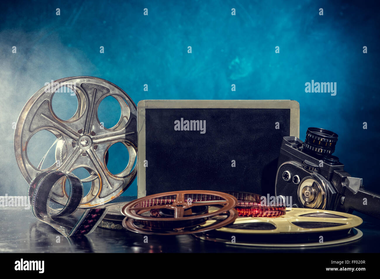 Retro film production accessories still life Stock Photo