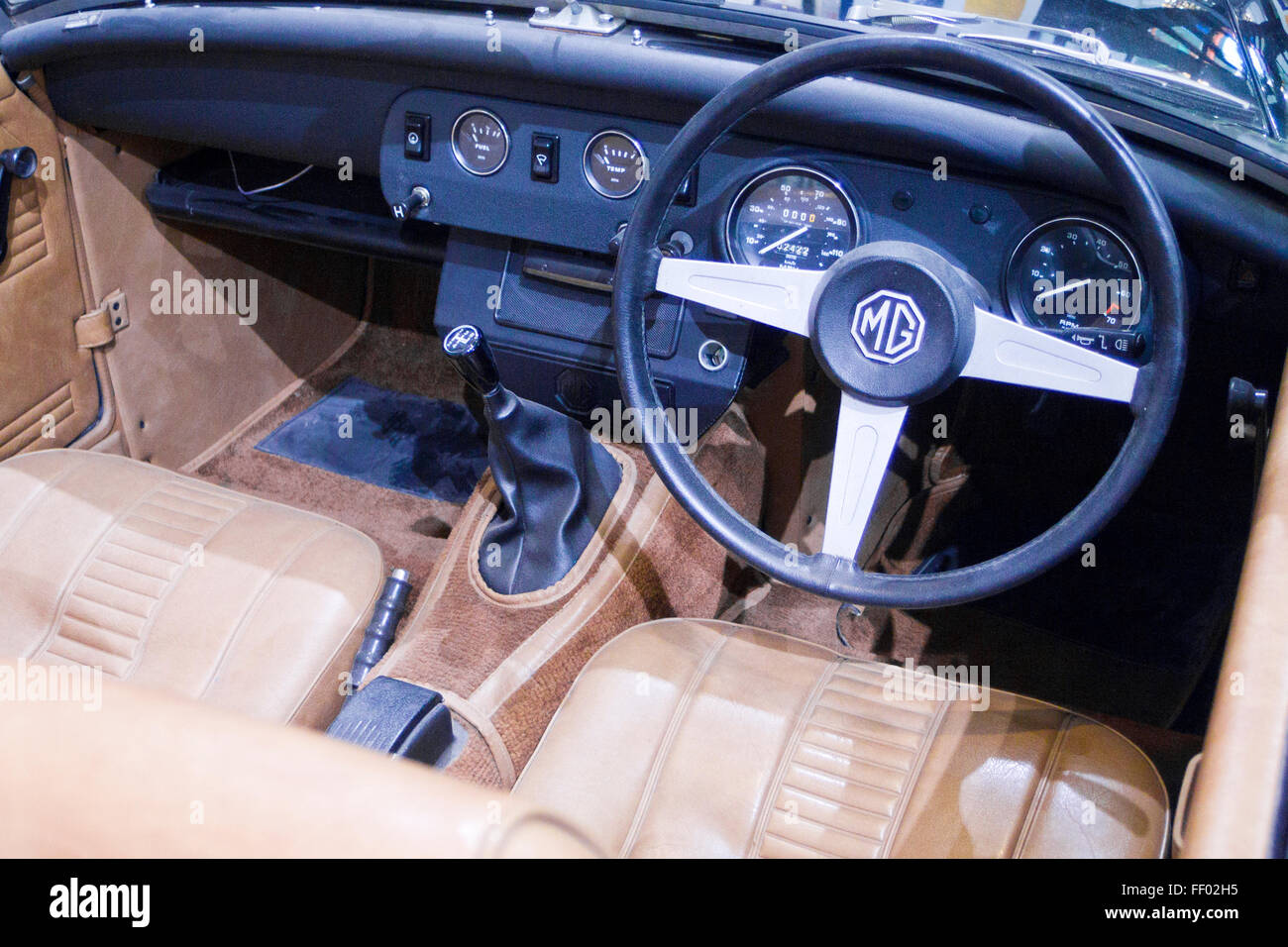 Interior of a 1979 MG Midget Classic British Sports Car, UK Stock Photo