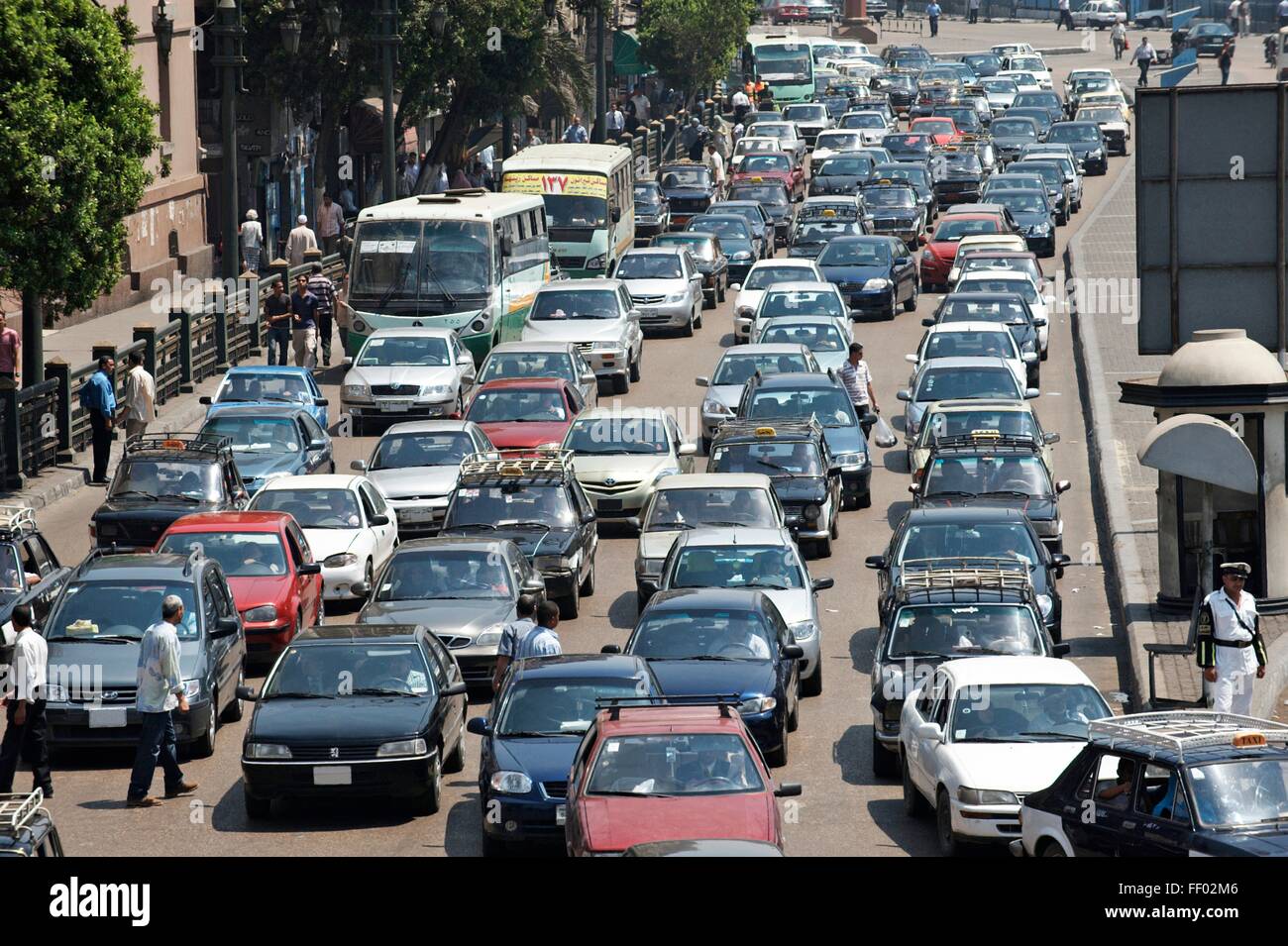 Egypt, Cairo, traffic jam Stock Photo