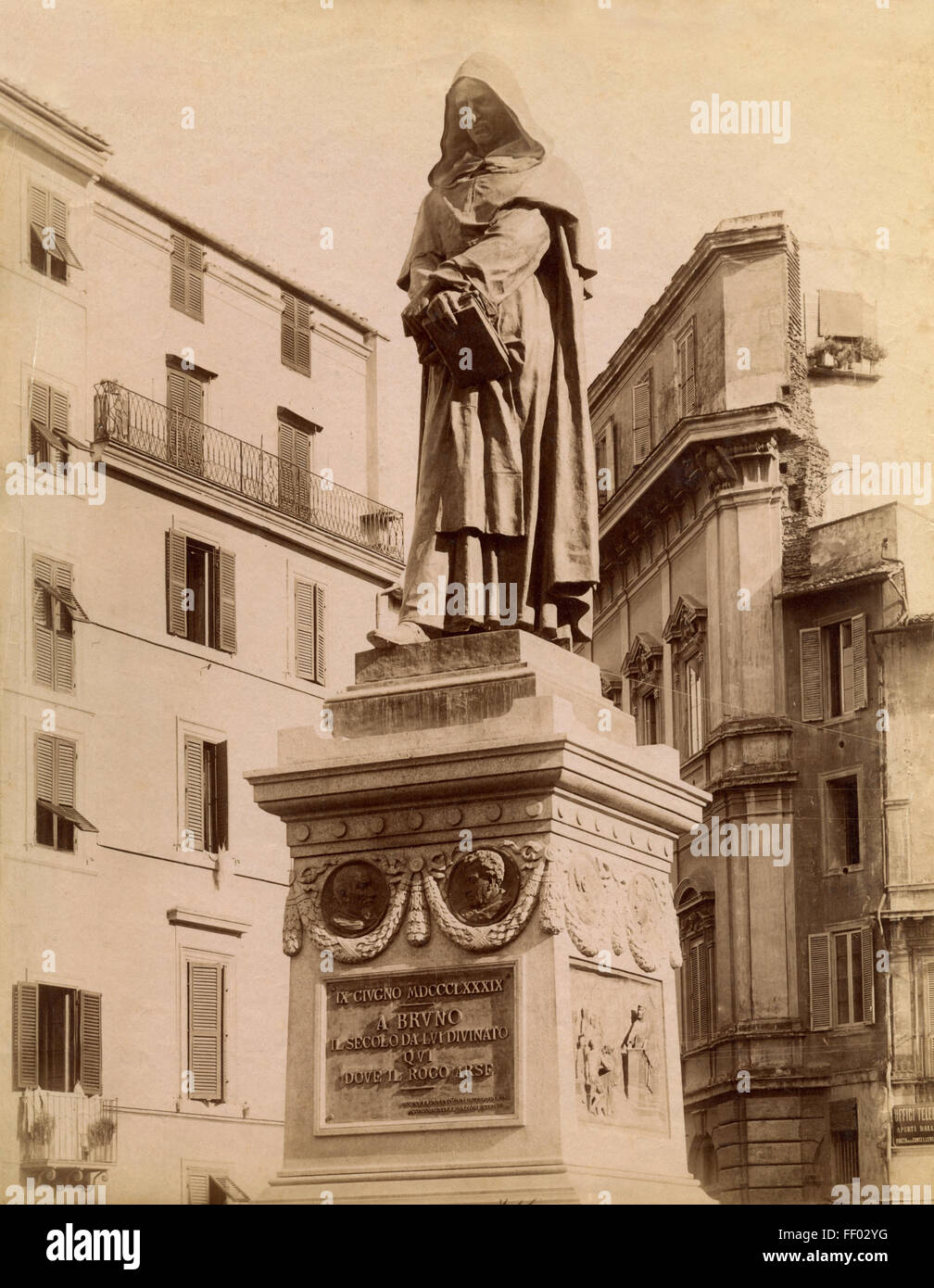 The statue of Giordano Bruno in Campo de' Fiori, Rome, Italy Stock