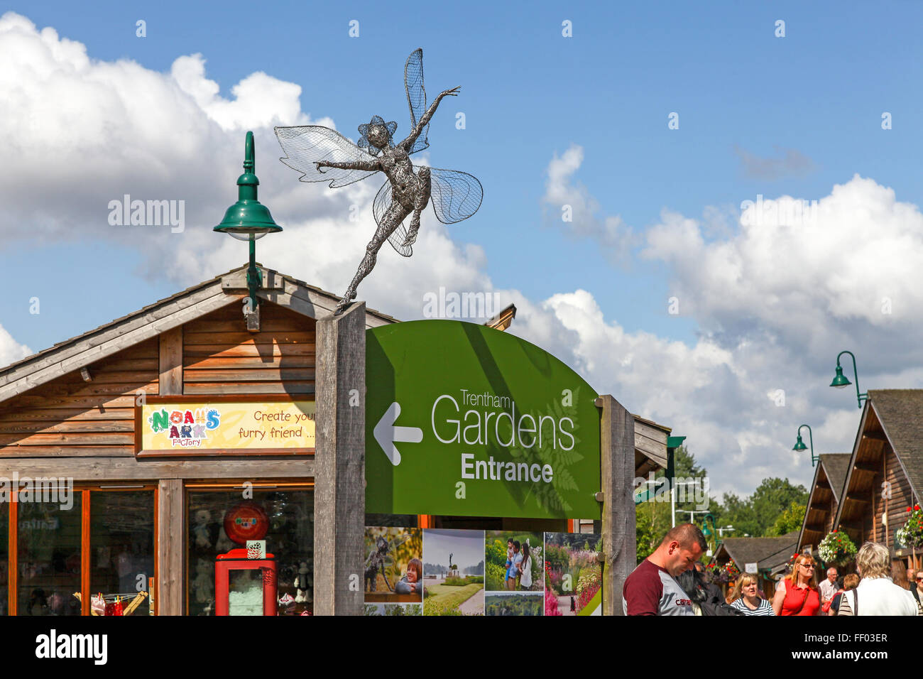 A sign for the entrance to Trentham Gardens Stoke on Trent Staffordshire Staffs England UK Stock Photo