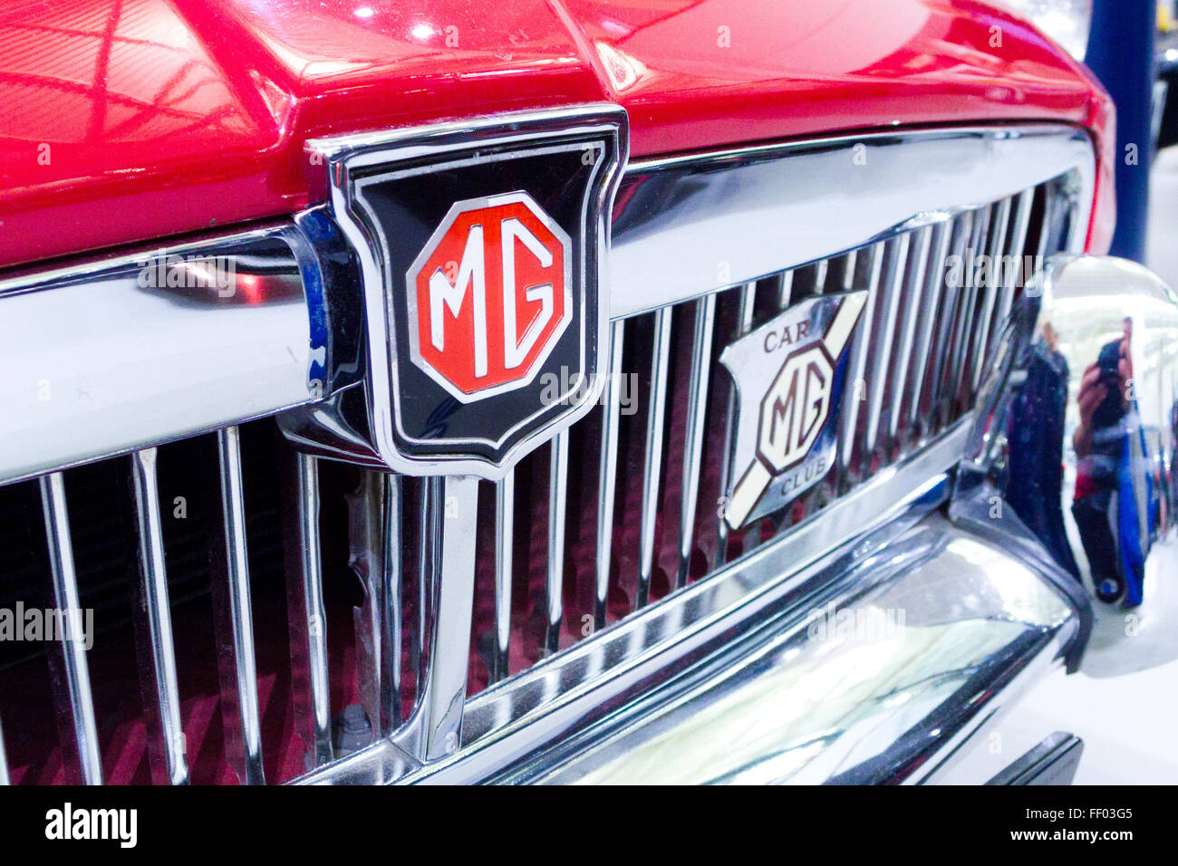 Front Grille of a MGB Roadster Classic British Sports Car, UK Stock Photo