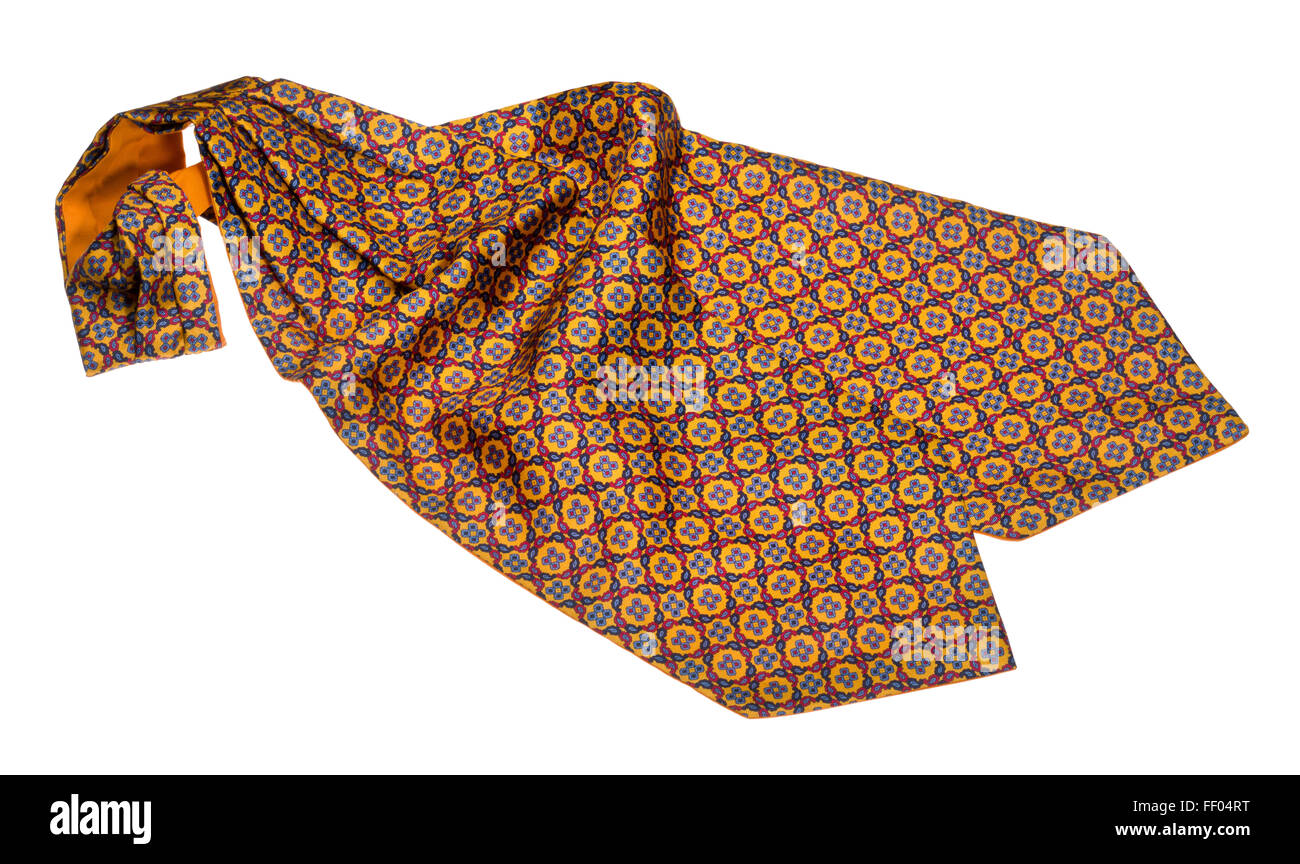 Silk cravat or neck tie. Cut out image of  gentleman's piece of clothing or attire. Worn around the neck. Stock Photo