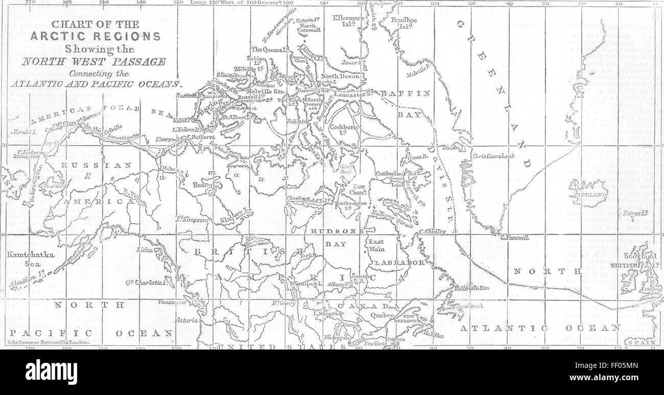 ARCTIC Chart of Arctic Regions 1853. Illustrated London News Stock Photo