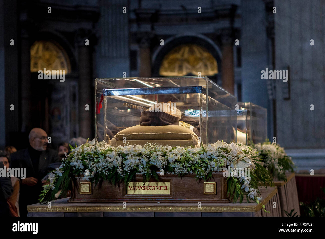 Vatican City, Vatican. 09th Feb, 2016. The relics of Saint Pio of
