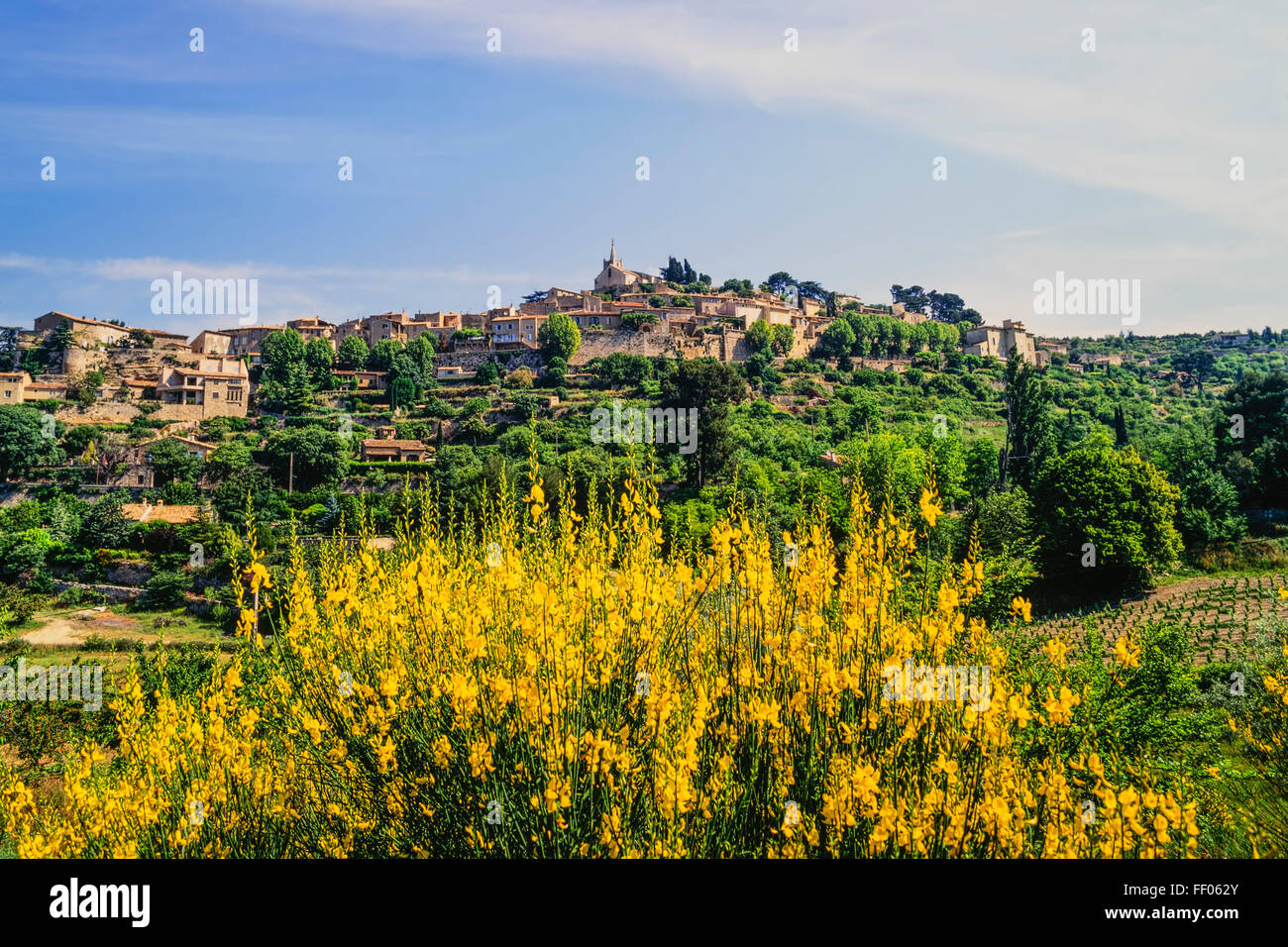 Perched Village of Bonnieux in spring , Luberon Regional Park, Provence, France Stock Photo