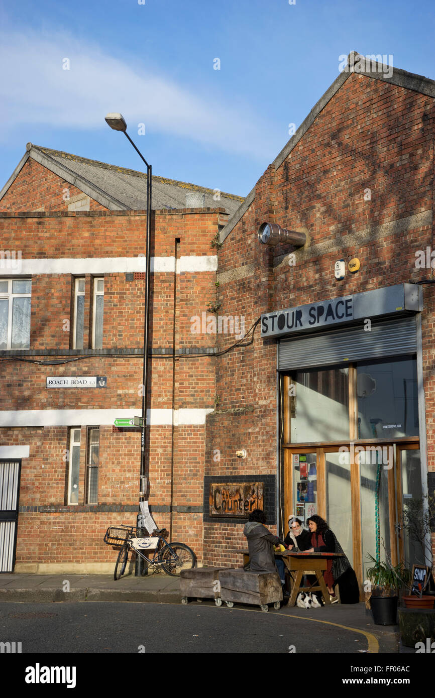 Old industrial warehouse converted to art gallery in Hackney Wick, in