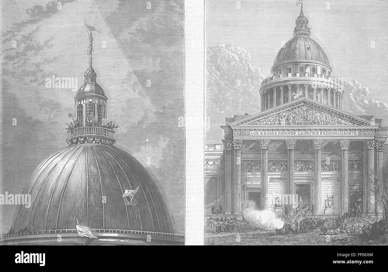 FRANCE Paris Commune Hoisting Red Flag, Pantheon 1871. The Graphic Stock Photo