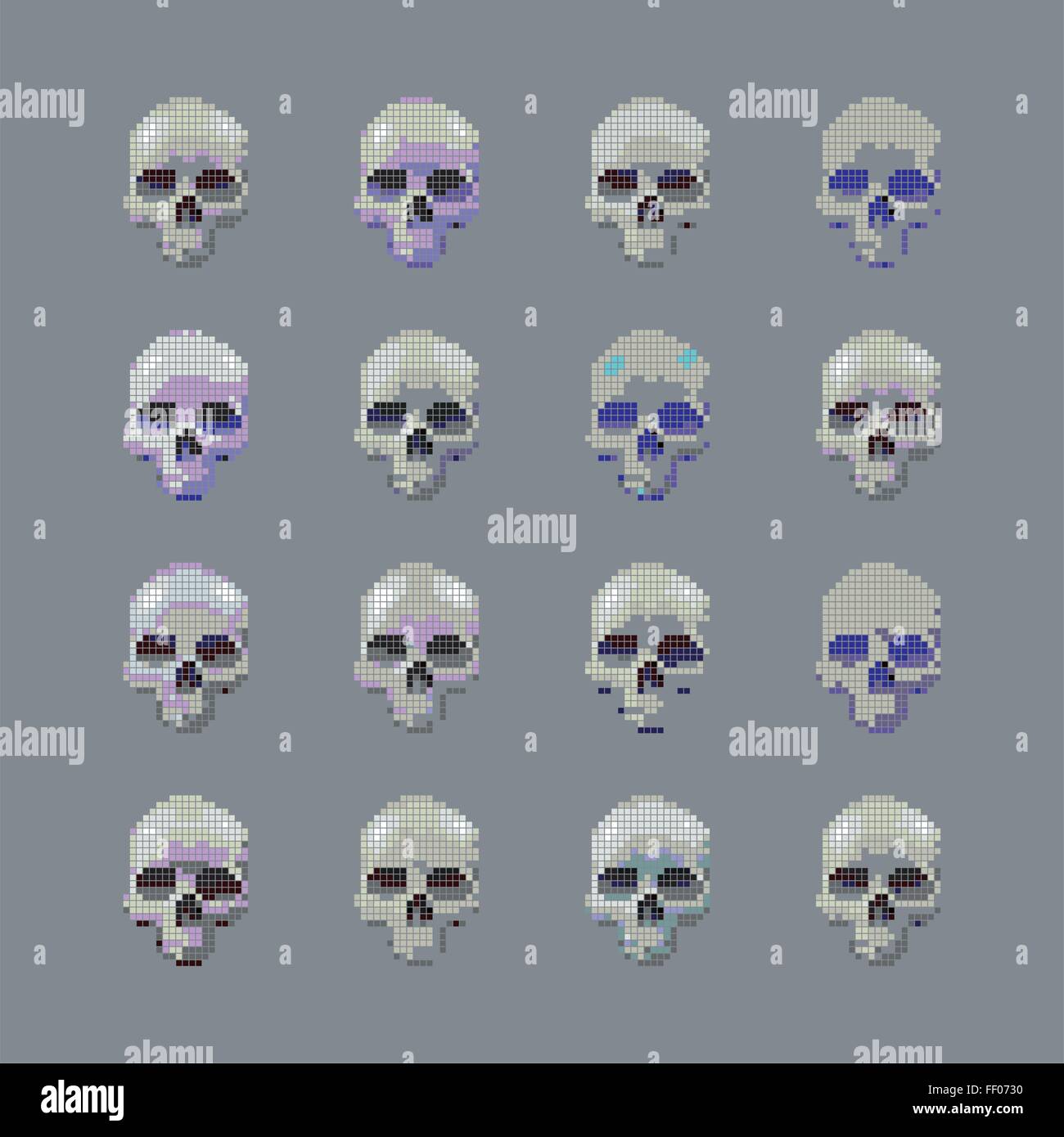 Vector set of stylized skull on a gray background isolated Stock Vector ...