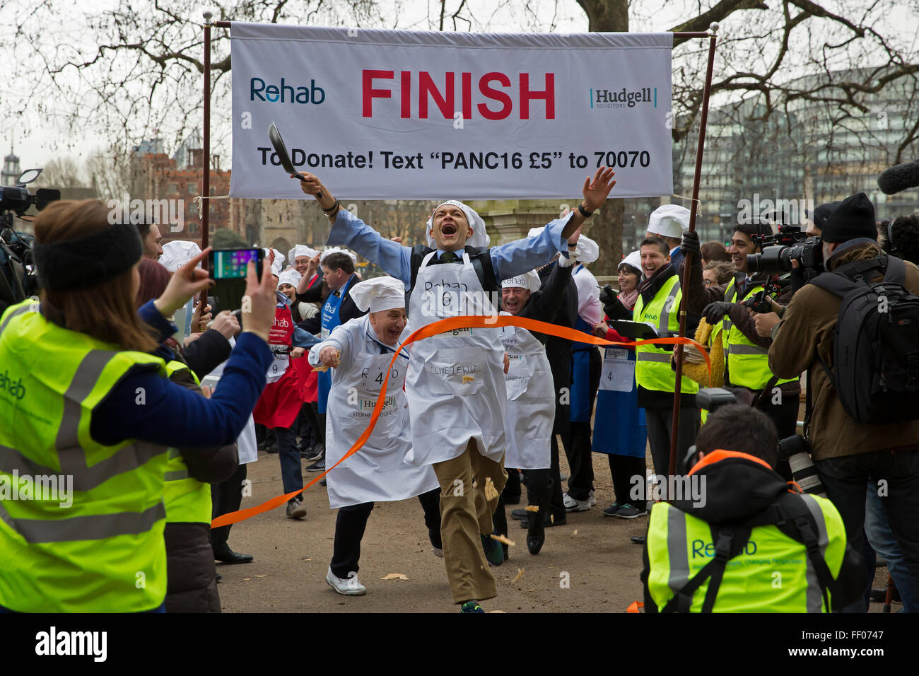 Westminster,UK, 9th February 2016, MP's win the Rehab annual pancake race 201 Credit: Keith Larby/Alamy Live News Stock Photo