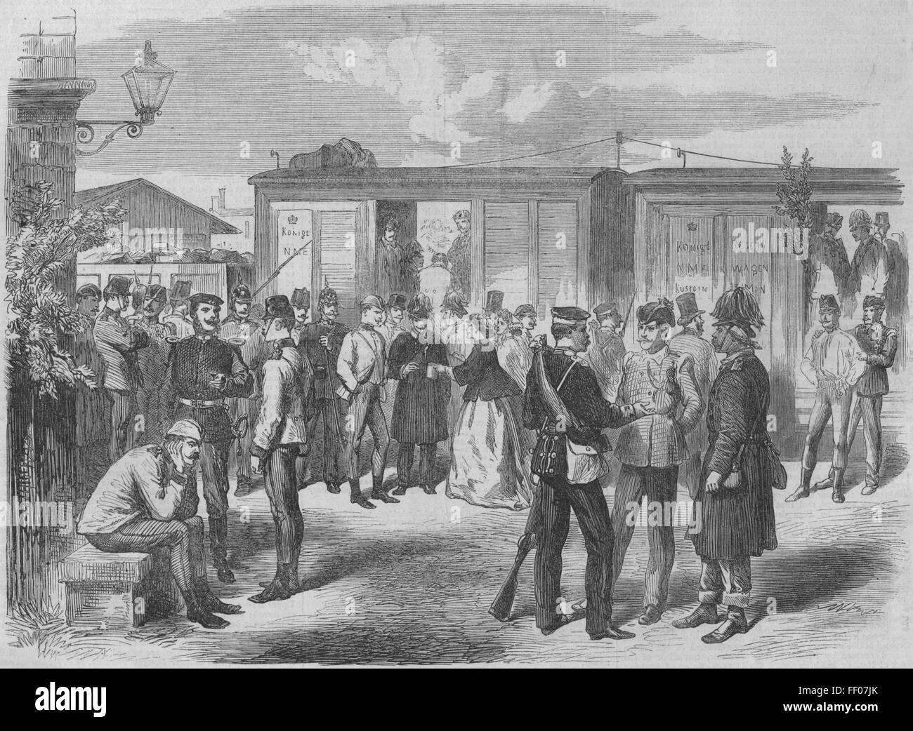 GERMANY Austrian Prisoners, Guben, Prussian Silesia 1866. Illustrated London News Stock Photo