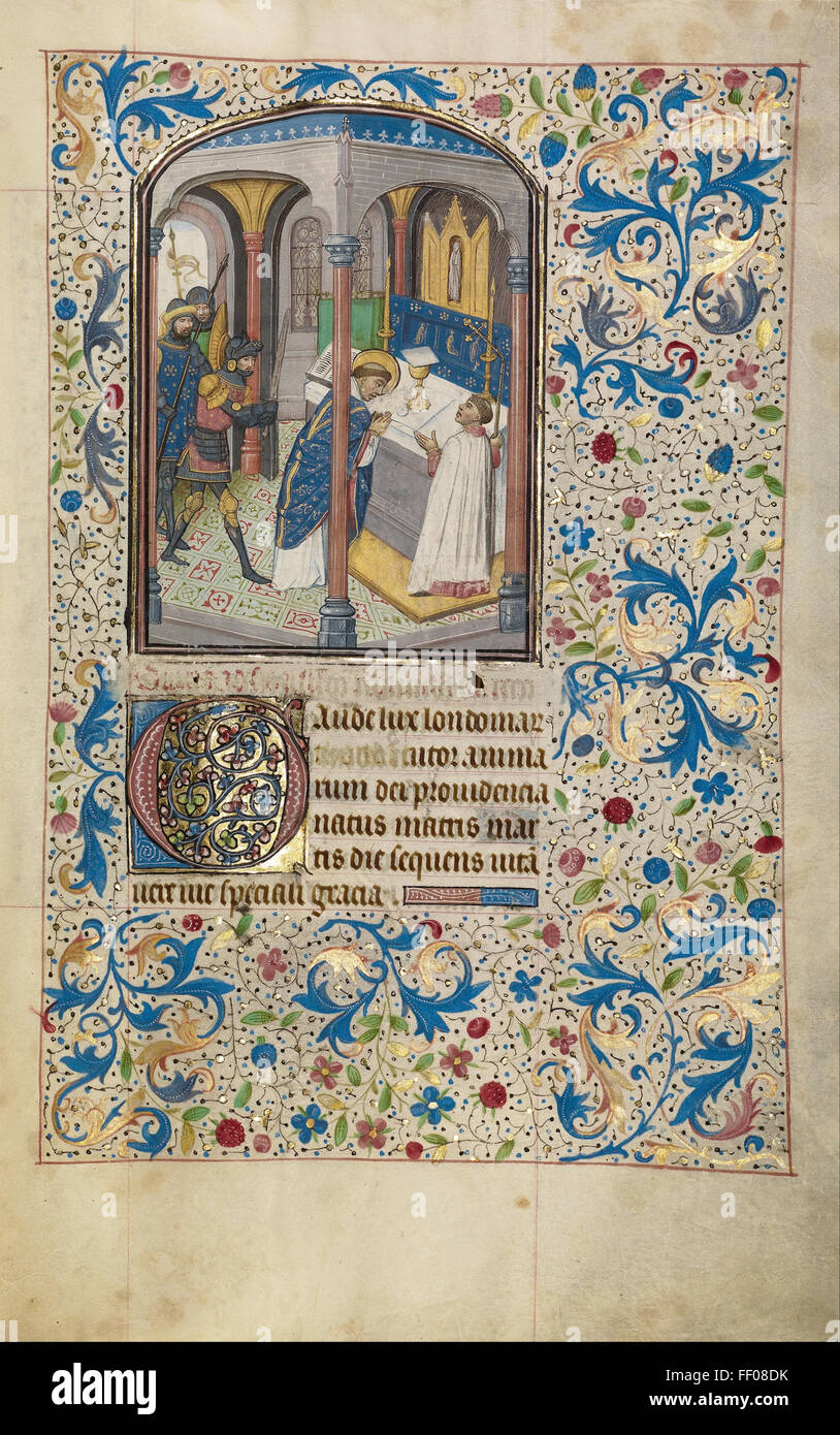 Willem Vrelant Illustrations from Illuminated Manuscript Stock Photo