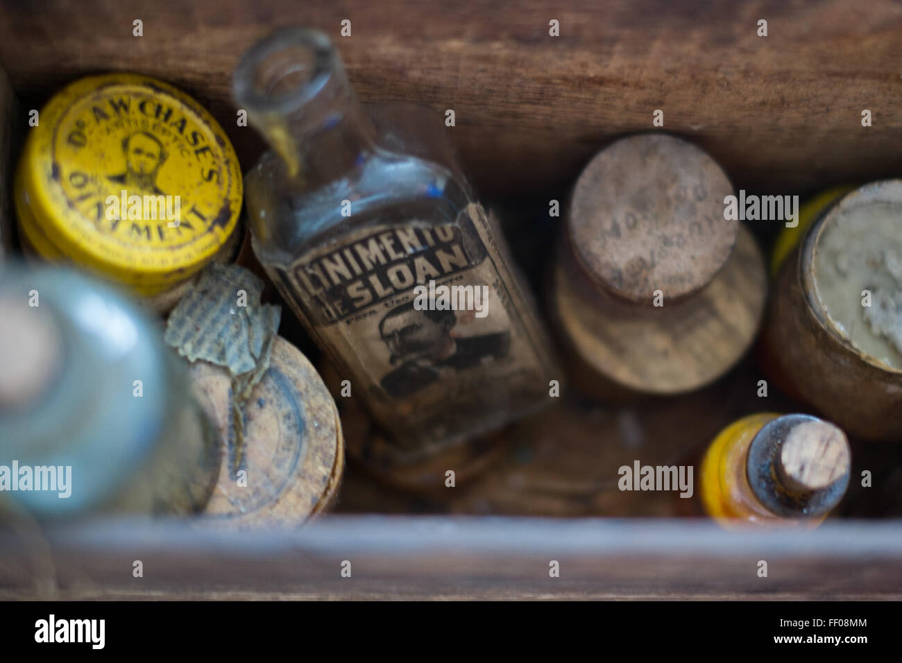 Vintage Bottles and Containers Vintage Bottles and Container Stock Photo