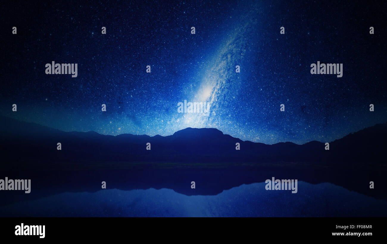 Milky Way Galaxy in Star Filled Night Sky Milky Way Galaxy in Star Filled Night Sky Stock Photo