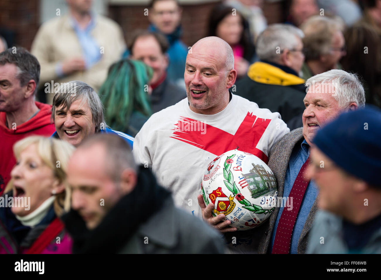 Ashbourne, Derbyshire,UK. 09th February 2016.Thousands fill the streets of Ashbourne for the annual 2 day royal shrovetide football match. Credit:  Ian Francis/Alamy Live News Stock Photo