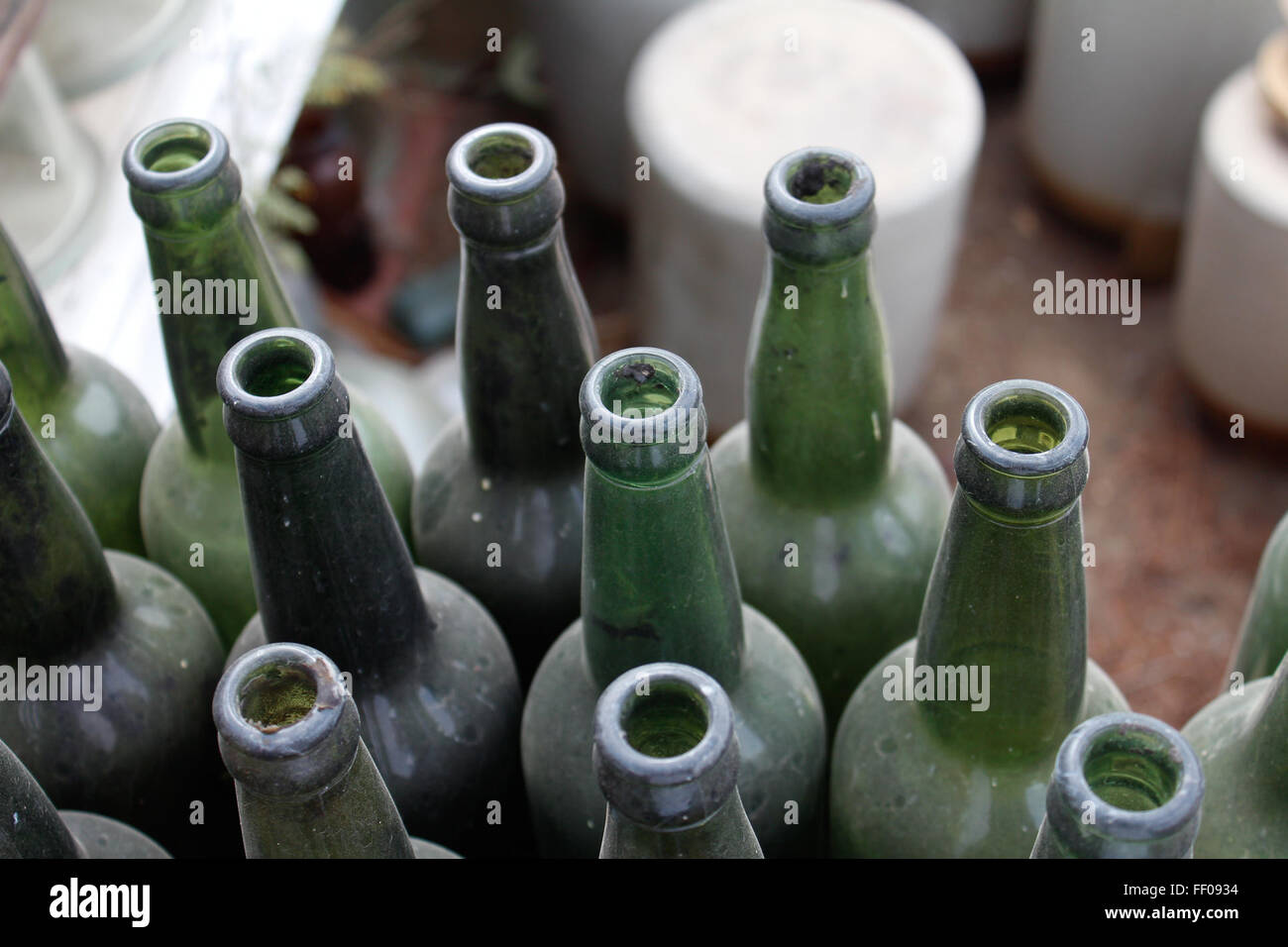 Vintage Green Bottles Vintage Green Bottle Stock Photo