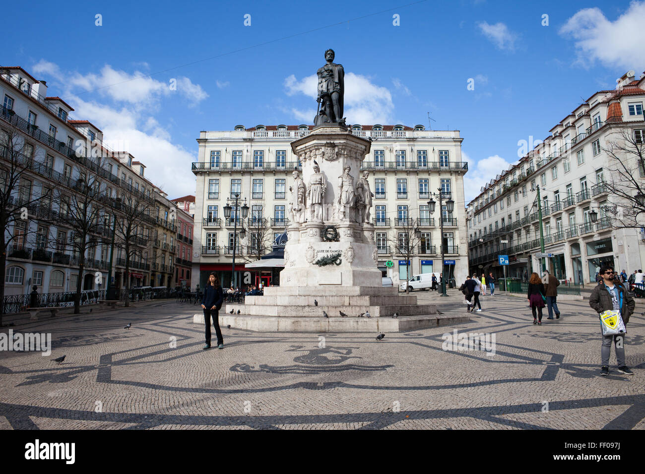 Portugal, city of Lisbon, Luis de Camoes Square Stock Photo - Alamy