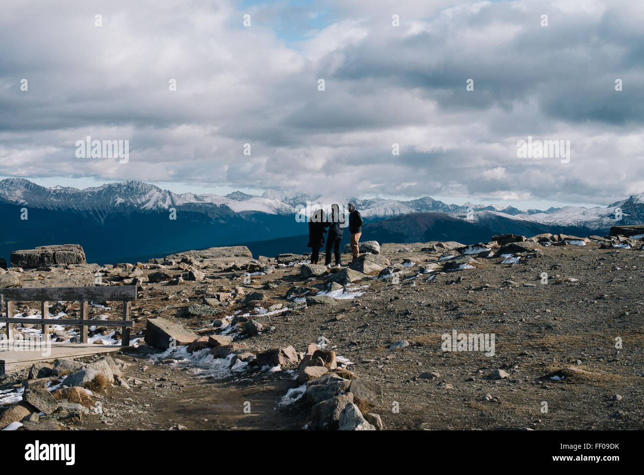 Trekkers on Mountain Landscape Trekkers on Mountain Landscape Stock Photo